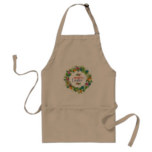 Happy Easter_Colorful Easter Eggs Wreath Adult Apron