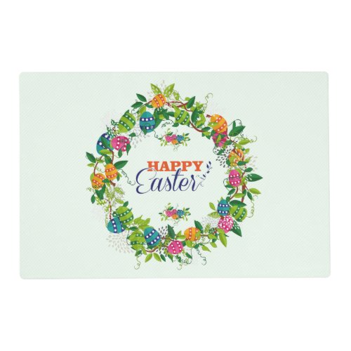 Happy Easter Colorful Easter Eggs Wreath Placemat