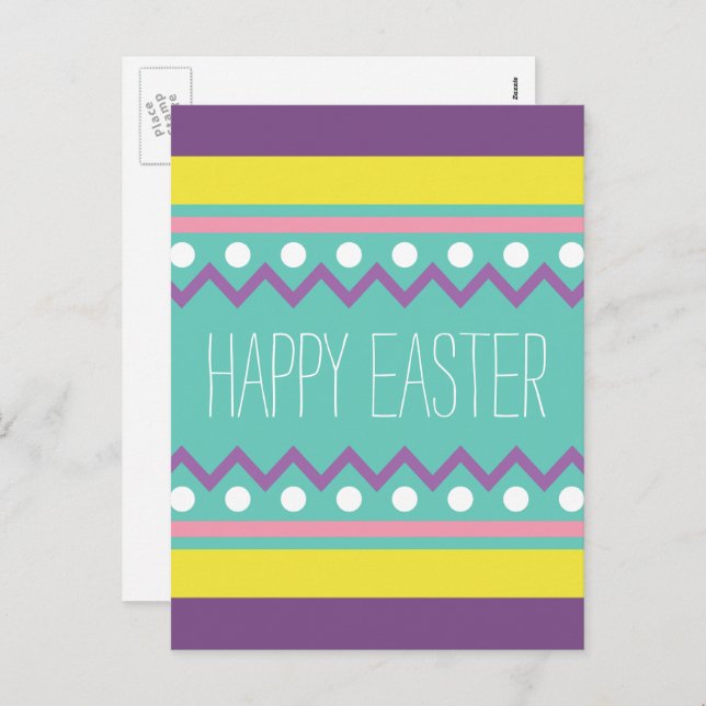 Happy Easter - Colorful Egg Design Holiday Postcard (Front/Back)