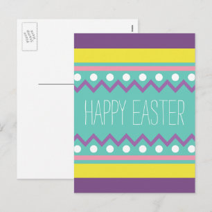 Happy Easter - Colorful Egg Design Holiday Postcard