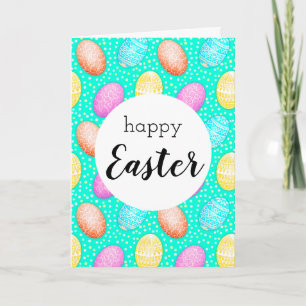 Happy Easter Colorful Egg Pattern Greeting Card