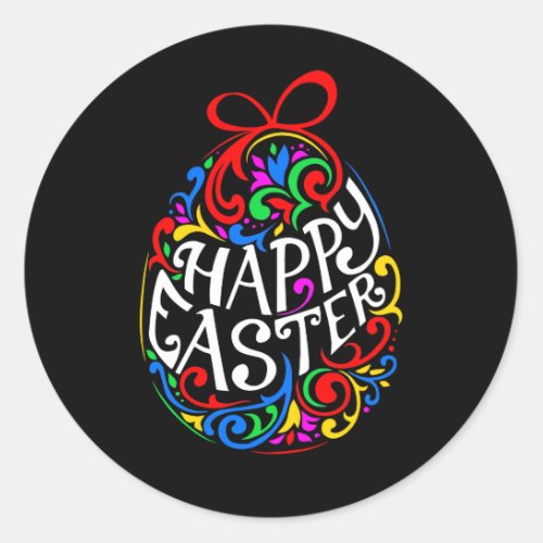 Happy Easter Colorful Eggs Classic Round Sticker