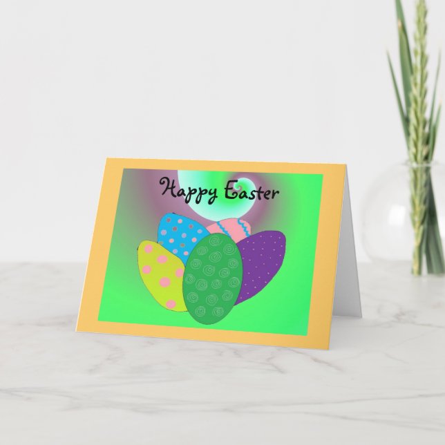 Happy Easter Colorful Eggs Holiday Card (Front)