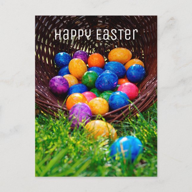 Happy Easter Colorful Eggs Photo Postcard (Front)