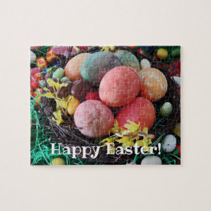 Happy Easter colorful eggs pisanky traditional Jig Jigsaw Puzzle