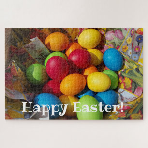 Happy Easter colorful eggs pisanky traditional Jigsaw Puzzle