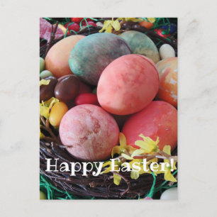 Happy Easter colorful eggs pisanky traditional  Postcard
