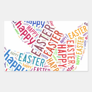 Happy Easter Colorful Greeting Text Rectangular Sticker