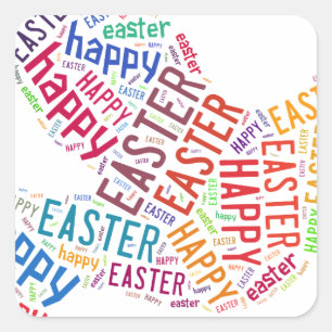 Happy Easter Colorful Greeting Text Square Sticker