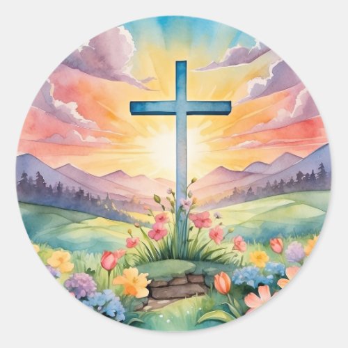 Happy Easter colorful illustration Classic Round Sticker