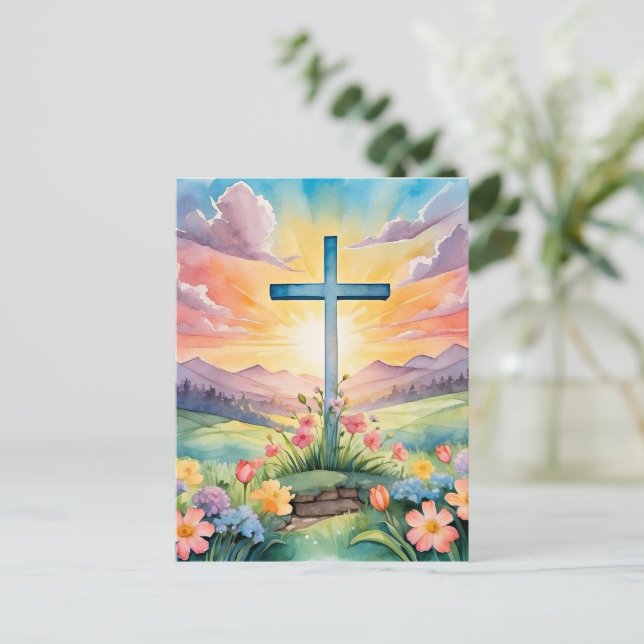 Happy Easter, colorful illustration, Postcard (Standing Front)