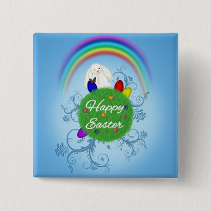 Happy Easter Colorful Planet Button