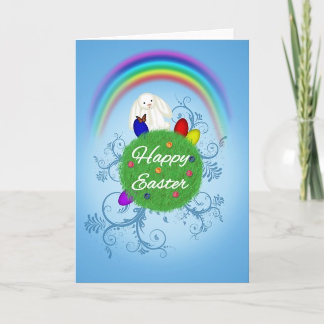 Happy Easter Colorful Planet Holiday Card (Front)