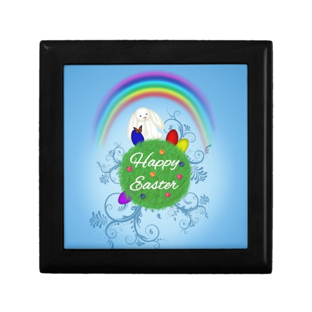 Happy Easter Colorful Planet Jewelry Box (Front)