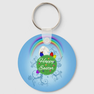 Happy Easter Colorful Planet Keychain
