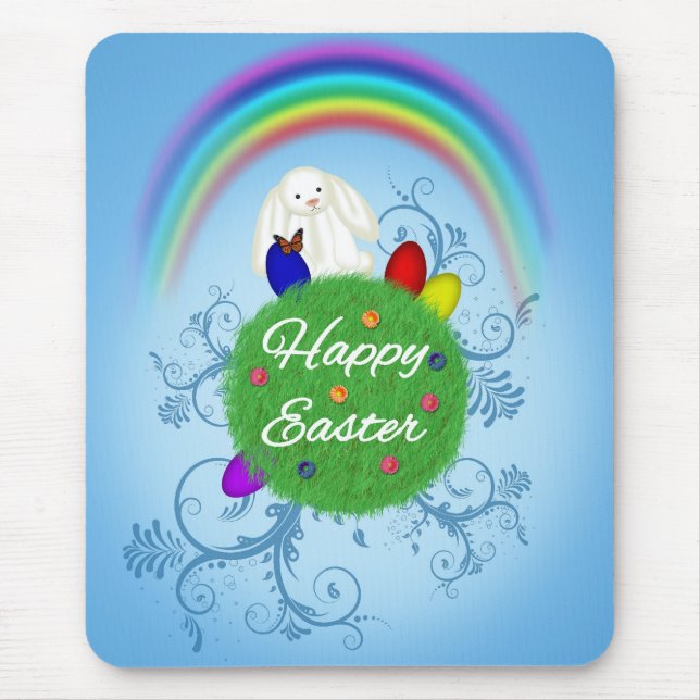 Happy Easter Colorful Planet Mouse Pad (Front)