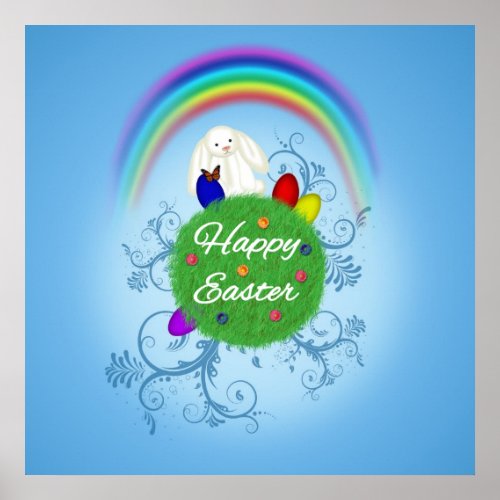 Happy Easter Colorful Planet Poster