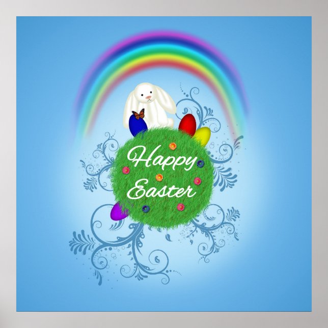 Happy Easter Colorful Planet Poster (Front)