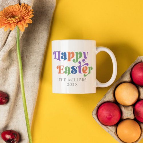 Happy Easter Colorful Retro Typography Coffee Mug