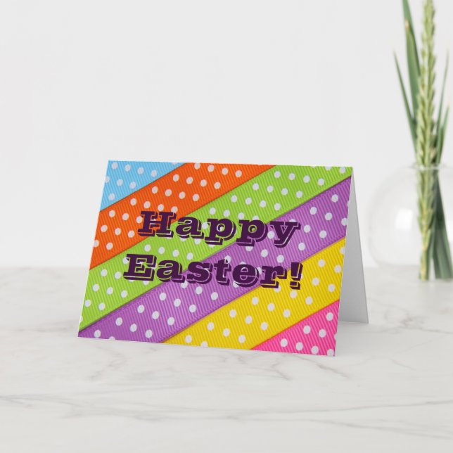 Happy Easter Colorful Ribbon Card (Front)