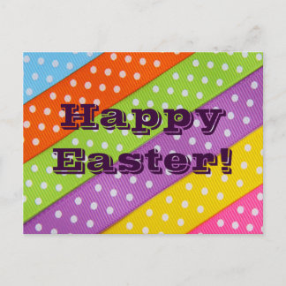 Happy Easter Colorful Ribbon Holiday Postcard