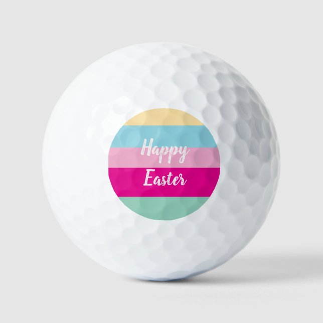 Happy Easter Colorful Stripes Pattern  Golf Balls (Front)