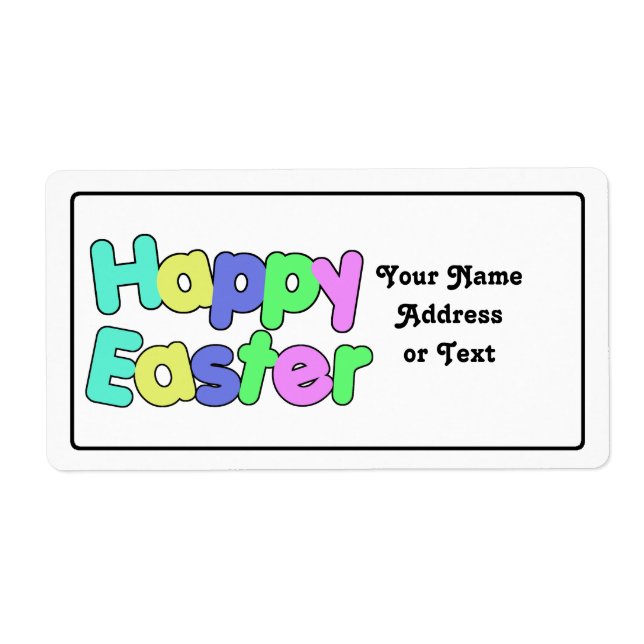 Happy Easter Colorful Text Design Label (Front)
