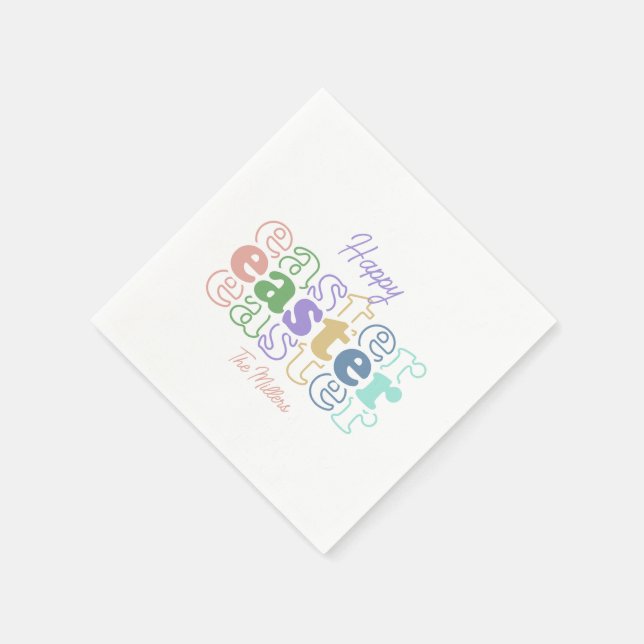 Happy Easter Colorful Typography Napkins (Corner)