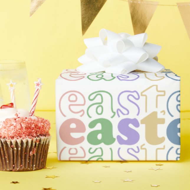 Happy Easter Colorful Typography Wrapping Paper (Birthday Party)