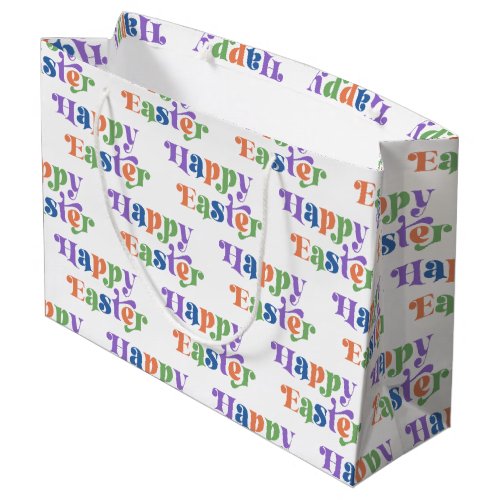 Happy Easter Colorful Whimsical Retro Typography Large Gift Bag