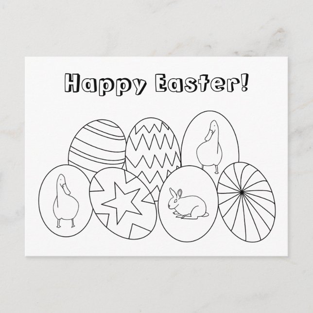 Happy Easter, Coloring Eggs Postcards (Front)