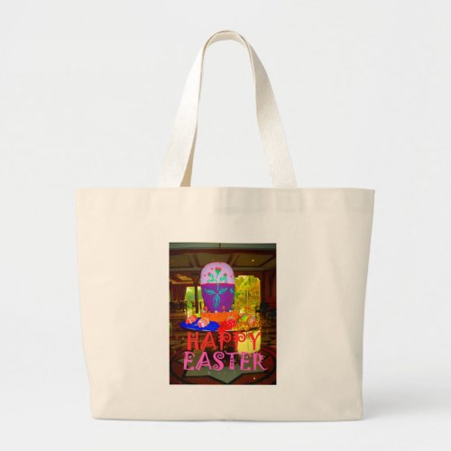 Happy Easter Colors Large Tote Bag