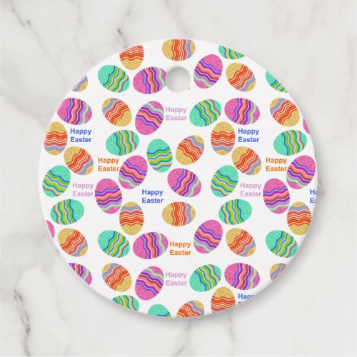 Happy Easter colourful chocolate eggs Favor Tags
