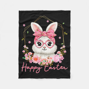 Happy easter coquette floral bunny women girl kid fleece blanket