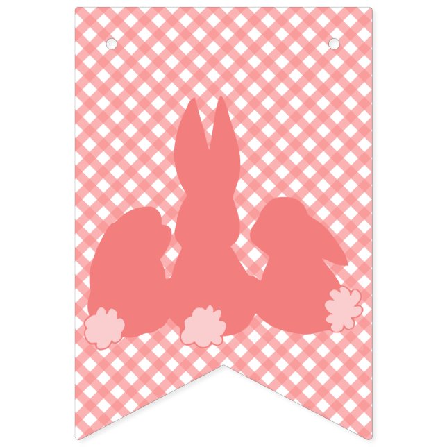 Happy Easter - Coral Easter Bunnies Bunting Flags (First Flag)