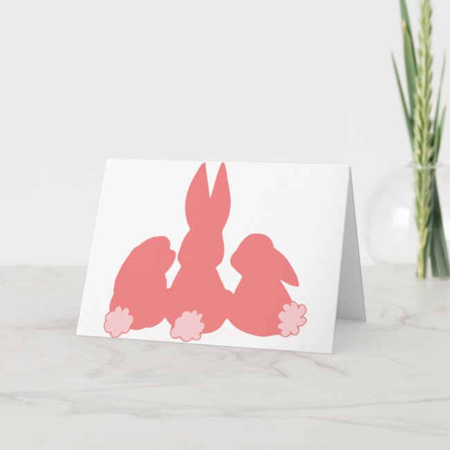 Happy Easter - Coral Easter Bunnies Greeting Card