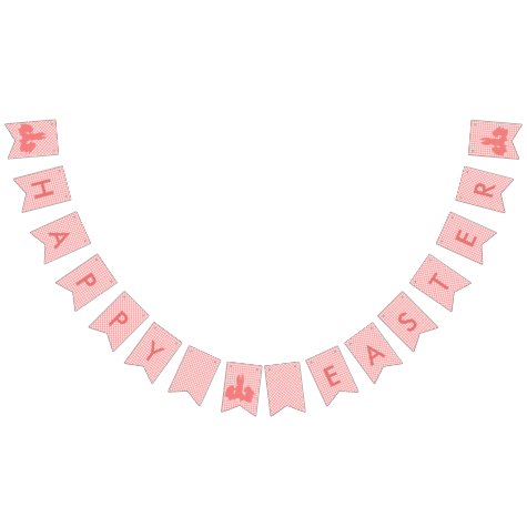 Happy Easter - Coral Gingham & Easter Bunnies