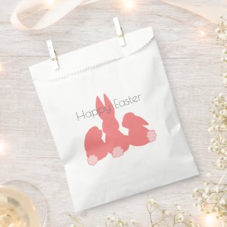 Happy Easter - Coral Pink Easter Bunnies Favor Bag