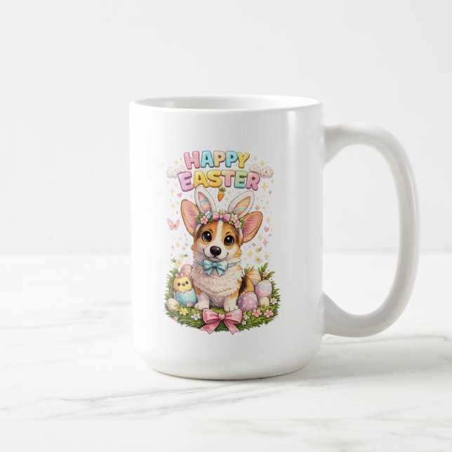 Happy Easter Corgi Mug – Cute Bunny Ears Dog  (Right)