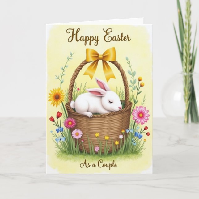 Happy Easter Couple Rabbit Card (Front)
