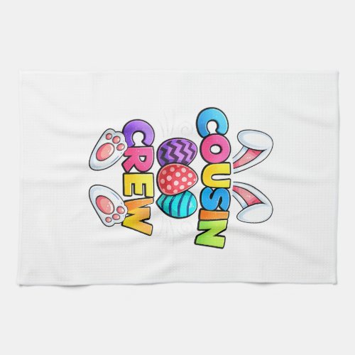 Happy Easter Cousin Crew Bunny Family Matching Eas Kitchen Towel
