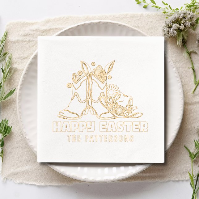 Happy Easter Cowboy Boots Western Personalized Foil Napkins (Creator Uploaded)