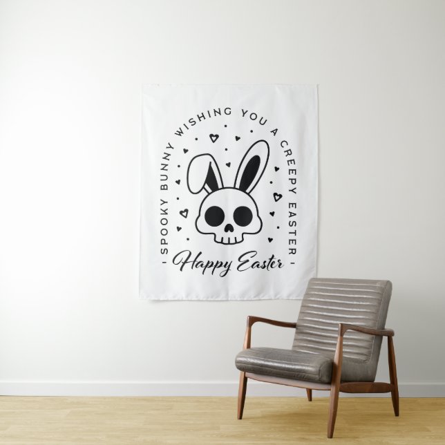 Happy Easter creepy bunny spooky theme party Tapestry (In Situ)