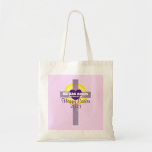 Happy Easter Cross Bible Verse Custom Year Purple Tote Bag