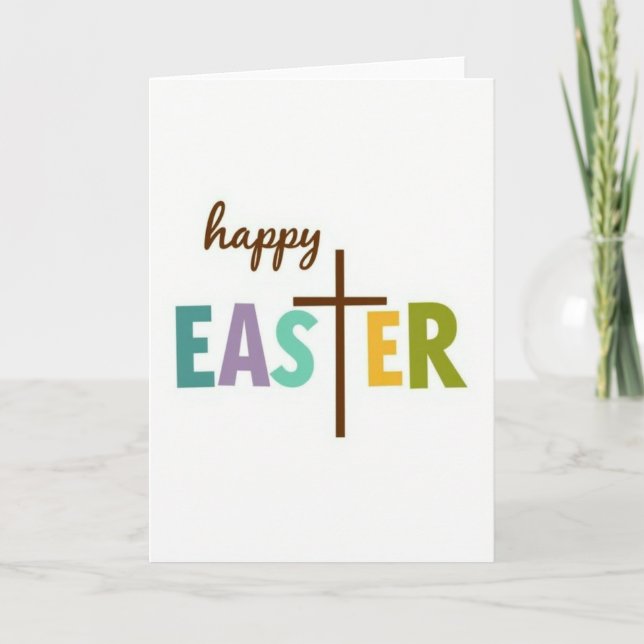 Happy Easter Cross Graphic Card (Front)