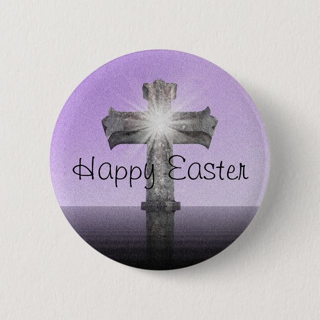 Happy Easter cross Inspirational lavender Button (Front)