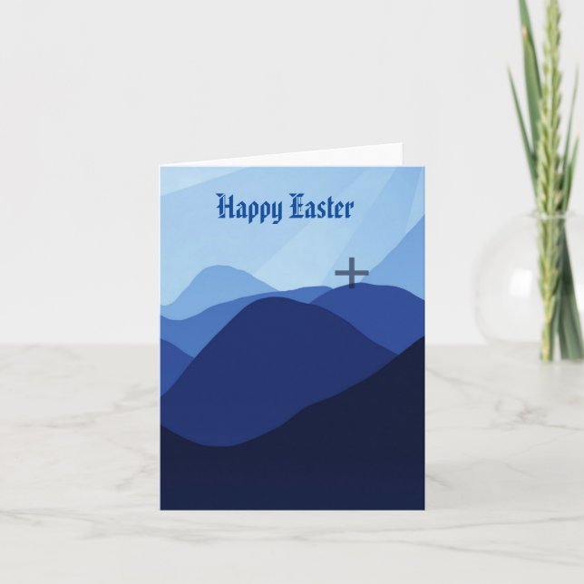 Happy Easter Cross on Blue Mountains Card (Front)