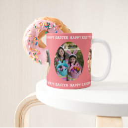 Happy Easter Custom 3 Egg Photo Collage Holiday Coffee Mug