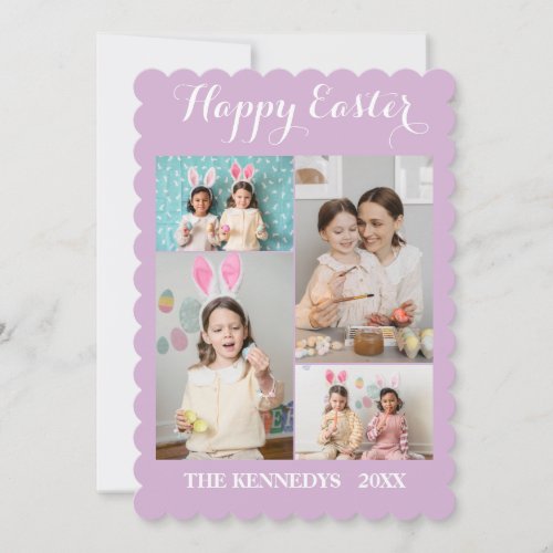 Happy Easter Custom 4 Photo Collage Family easter Holiday Card