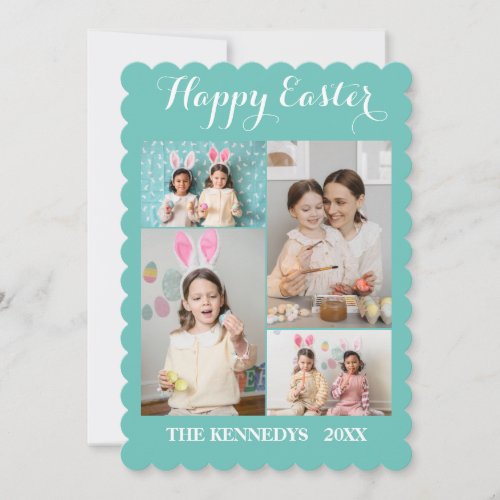 Happy Easter Custom 4 Photo Collage Family easter  Holiday Card